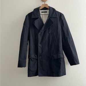 Navy Blue Cotton Canvas Peacoat
